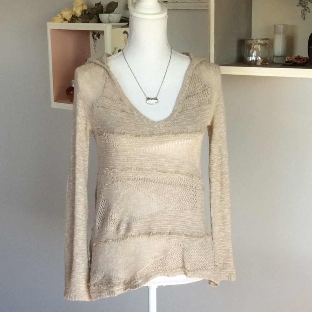 ANTHRO/YELLOW BIRD hooded tunic sweater